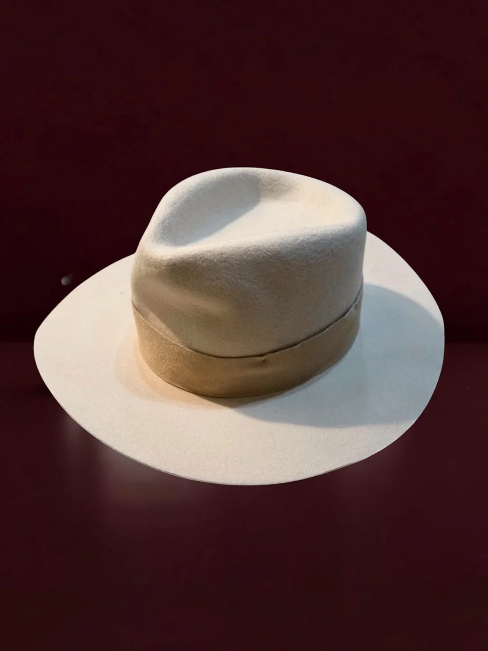 Wyeth Dylan Fedora Wool Felt Light Oatmeal Hat Size SM